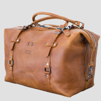 Premium Leather Duffle Bag 2.1  Tan Weekender