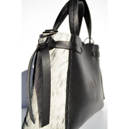 Nguni Ruby Handbag - Salt and Pepper