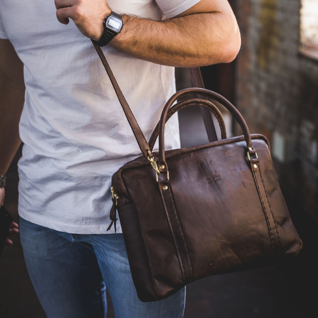 Classic Leather Boaz Briefcase - Chocolate Brown