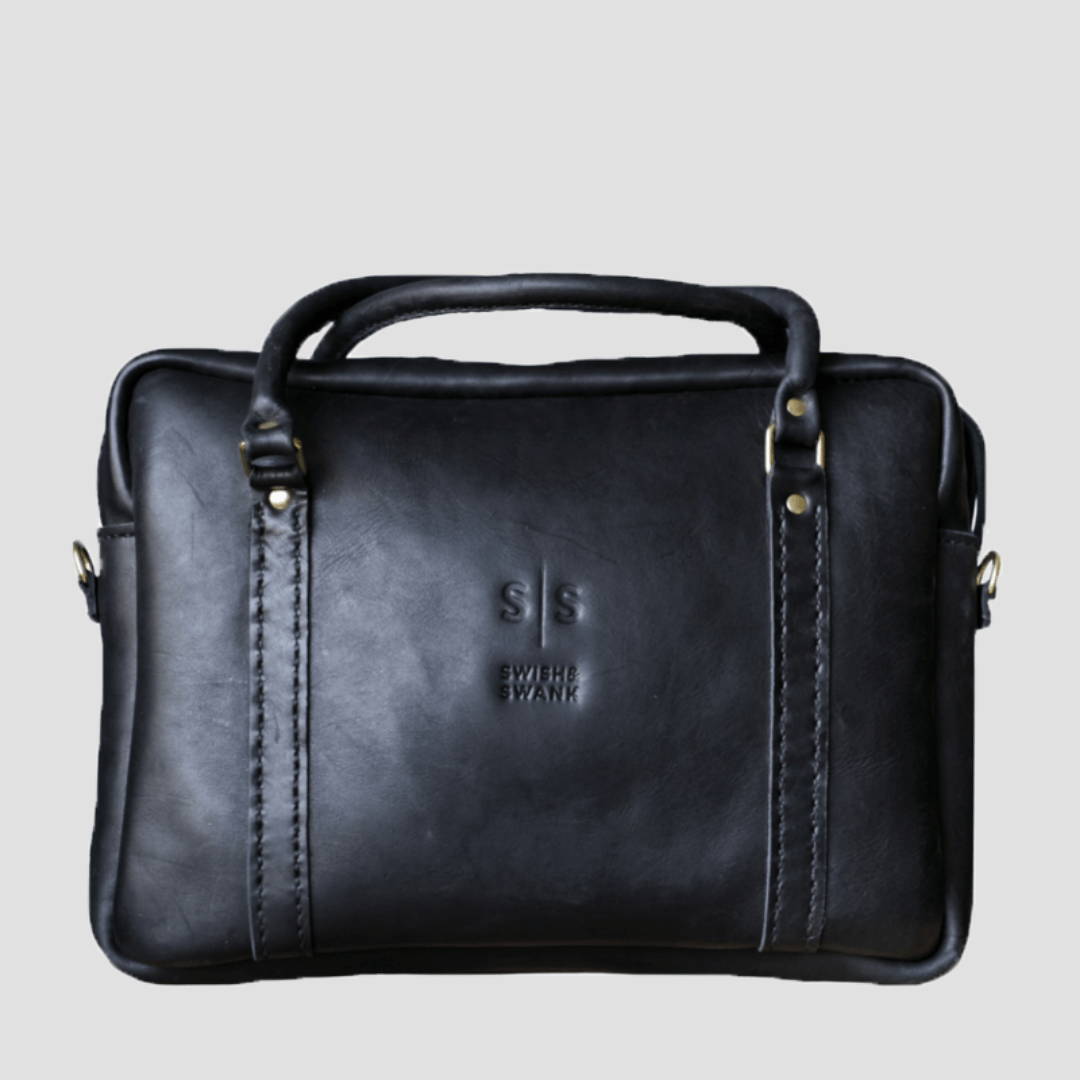 Premium Leather Boaz Briefcase - Black | Swish and Swank – SWISH