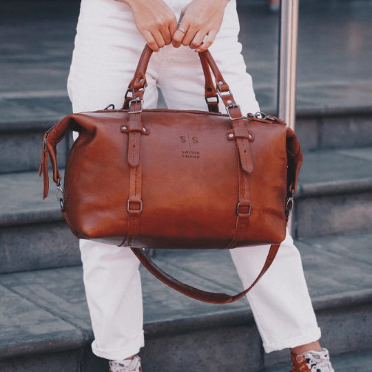 Premium Leather Duffle Bag, SWISH AND SWANK