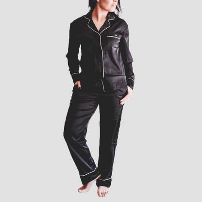 Luxury Long Sleeve Satin Nightwear - SWISH AND SWANK
