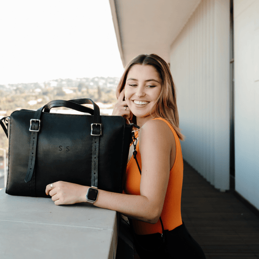 Premium Leather Ladies Briefcase - SWISH AND SWANK