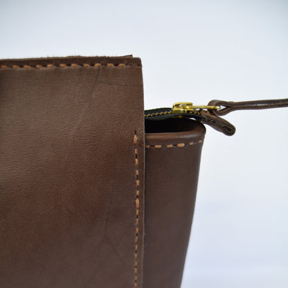 Classic Naomi Leather Handbag - Chocolate Brown